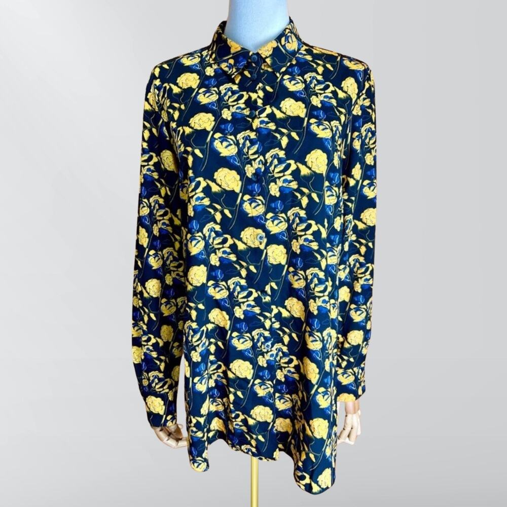 Thakoon Holiday Collection Marigold Floral Button Up Top